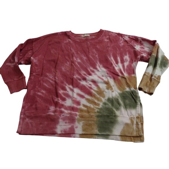 No Comment Pink Tie Dye Crew Neck Long Sleeve Sweatshirt Women Size XL - Picture 1 of 12